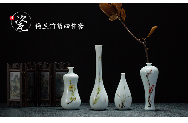 Jingdezhen hand - made ceramic floret bottle of new Chinese style living room TV cabinet simulation flowers, flower arrangement, household adornment furnishing articles