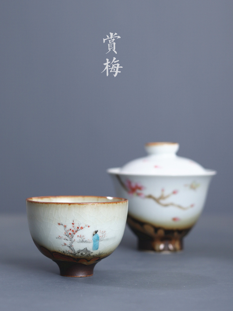 New Chinese style masters cup your up hand - made reward may admire the lotus cup wind expression zen pottery tea fullness