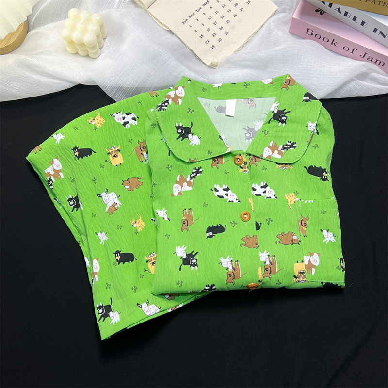 Niu Niu Ranch Cartoon Cute Pajamas for Women, Can Be Worn Outside, Long-Sleeved Long Pants, Home Wear, Cloud Cotton, Spring and Autumn Two-Piece Set Niu Niu Ranch Cartoon Cute Pajamas for Women, Can Be Worn Outside, Long-Sleeved Long Pants, Home Wear, Cloud Cotton, Spring and Autumn Two-Piece Set