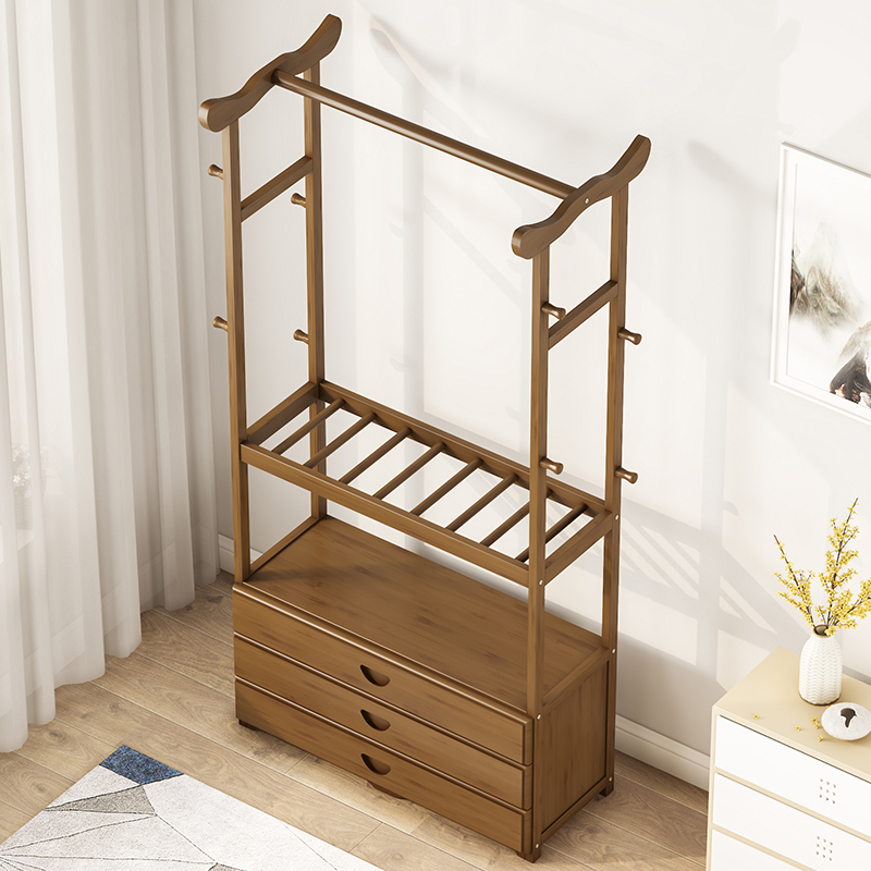 Simple coat rack solid wood floor bedroom multi-functional clothes bag household storage hanger cabinet simple and modern