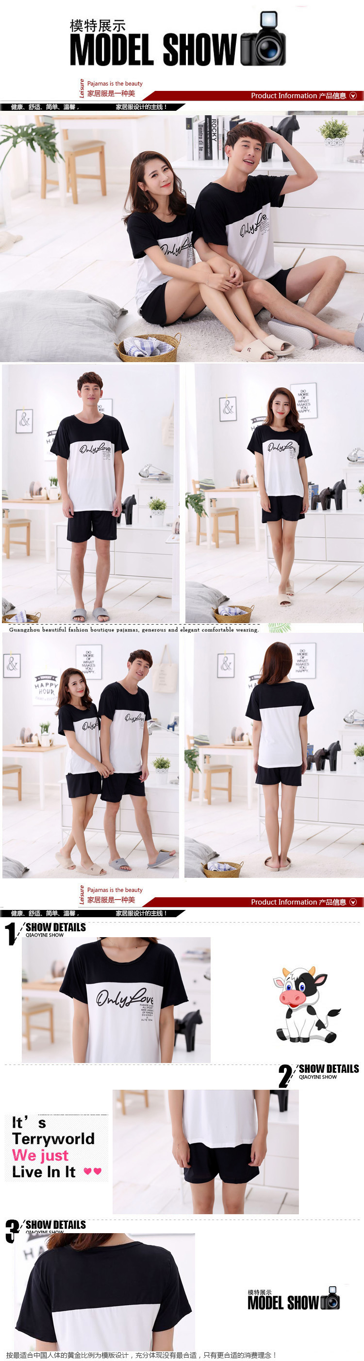 Mùa hè Hàn Quốc dễ thương ngắn tay vài đồ ngủ ladies home quần áo cotton kích thước lớn của nam giới mùa hè dịch vụ nhà phù hợp với