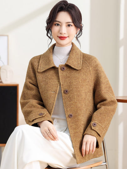 2025 Autumn/Winter New Double-Sided Cashmere Coat for Women, Short Style for Petite Figures, Woolen Tweed Jacket, Double-Sided Tweed with a High-End Feel