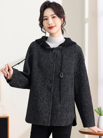 双面呢大衣女2025新款秋冬季休闲时尚宽松短款百搭毛呢外套小个子