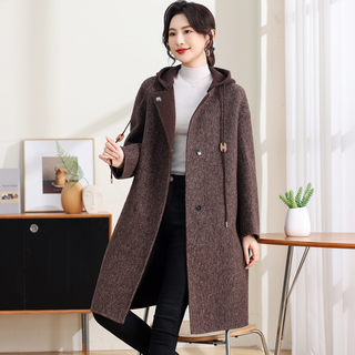 双面呢羊绒大衣女秋冬装2025新款高端中长款毛呢外套宽松时尚连帽