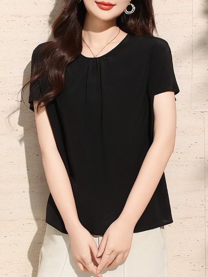 2025 Sommer neuer Stil Maulbeerseidenoberteile Damen Kurzarm-Seidenhemden modische und vielseitige Schlankheits- und Temperament-bedruckte Hemden