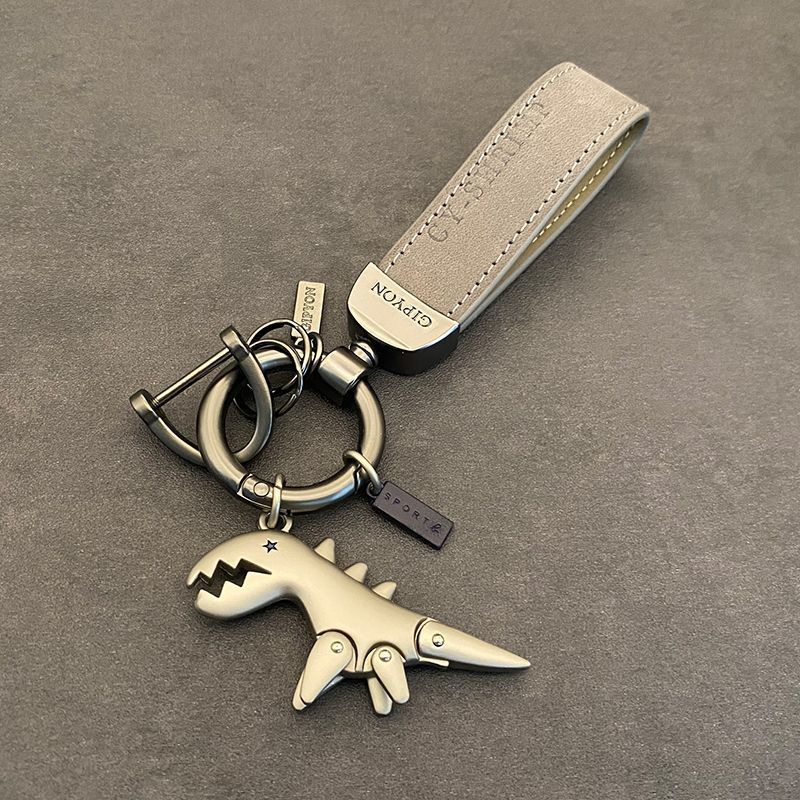 Internet-Famous Faux Fur Men's High-End Keychain, Cute Cartoon Dinosaur Pendant, Car Key Ring, Creative Ornament