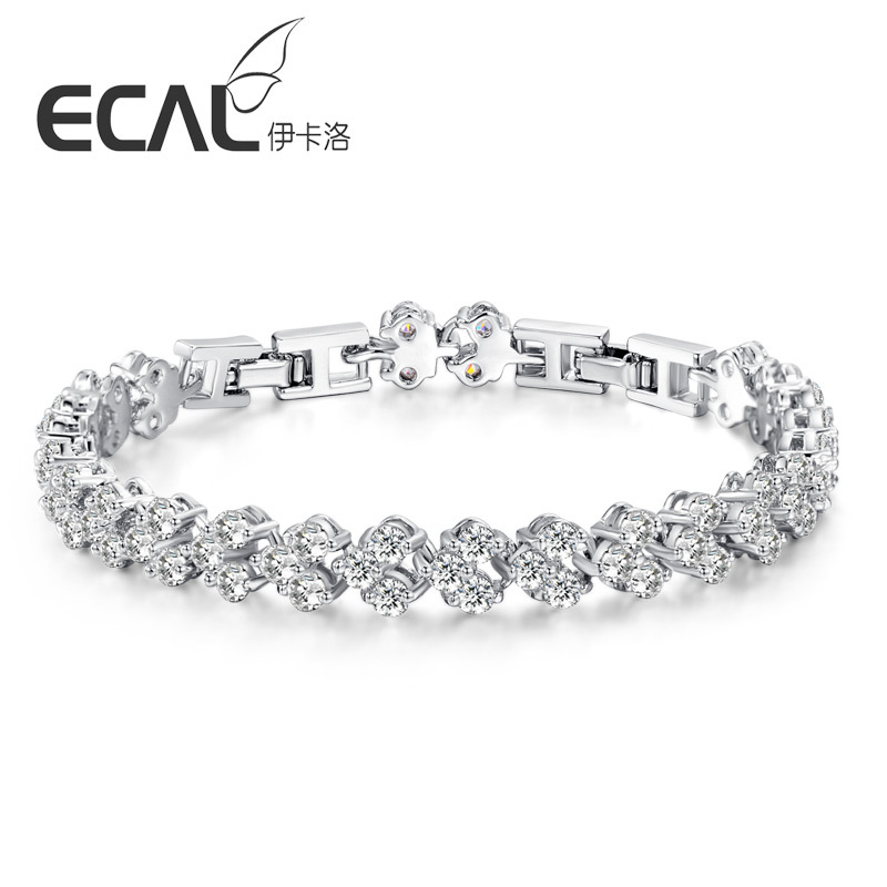 White Roman Zircon Bracelet for Women, Light Luxury Niche Bracelet, High-End New Style, Minimalist Cuban Exquisite Gift