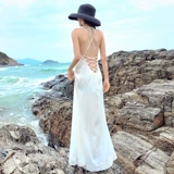 Сексуальное пляжное платье, весенняя длинная юбка, коллекция 2023, по фигуре, с открытой спиной