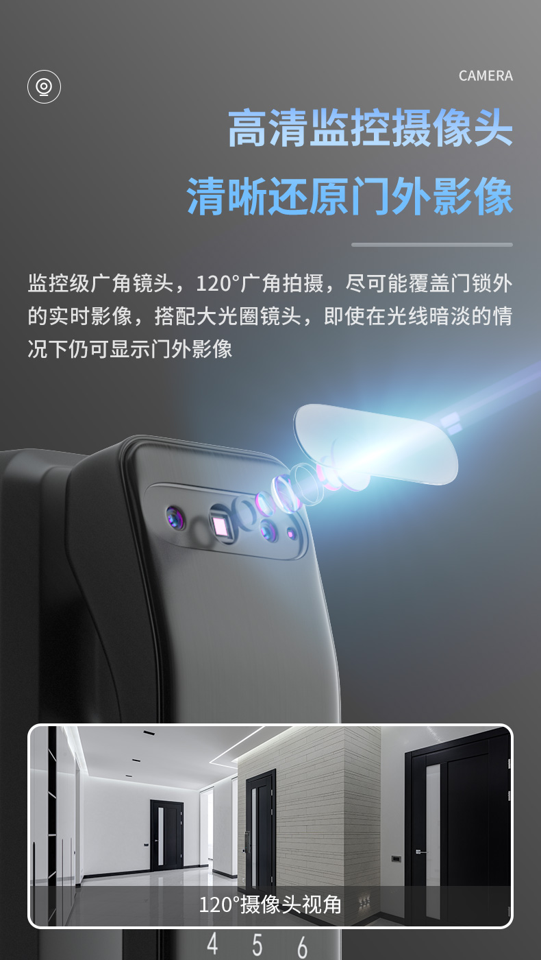 Beck V5M 可视对讲 天猫精灵APP智能指纹锁 图5