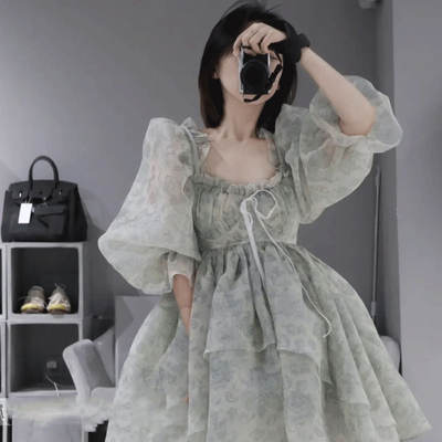 Personal items ~ Selkie Spring/Summer 2023 Two colorful rose print puffy dresses for women