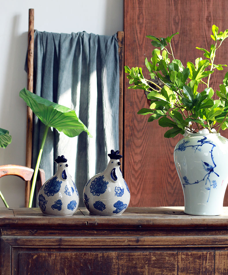 Spends under traditional celadon chicken place new Chinese jingdezhen blue and white porcelain home decoration clear soup WoGuo TV ark