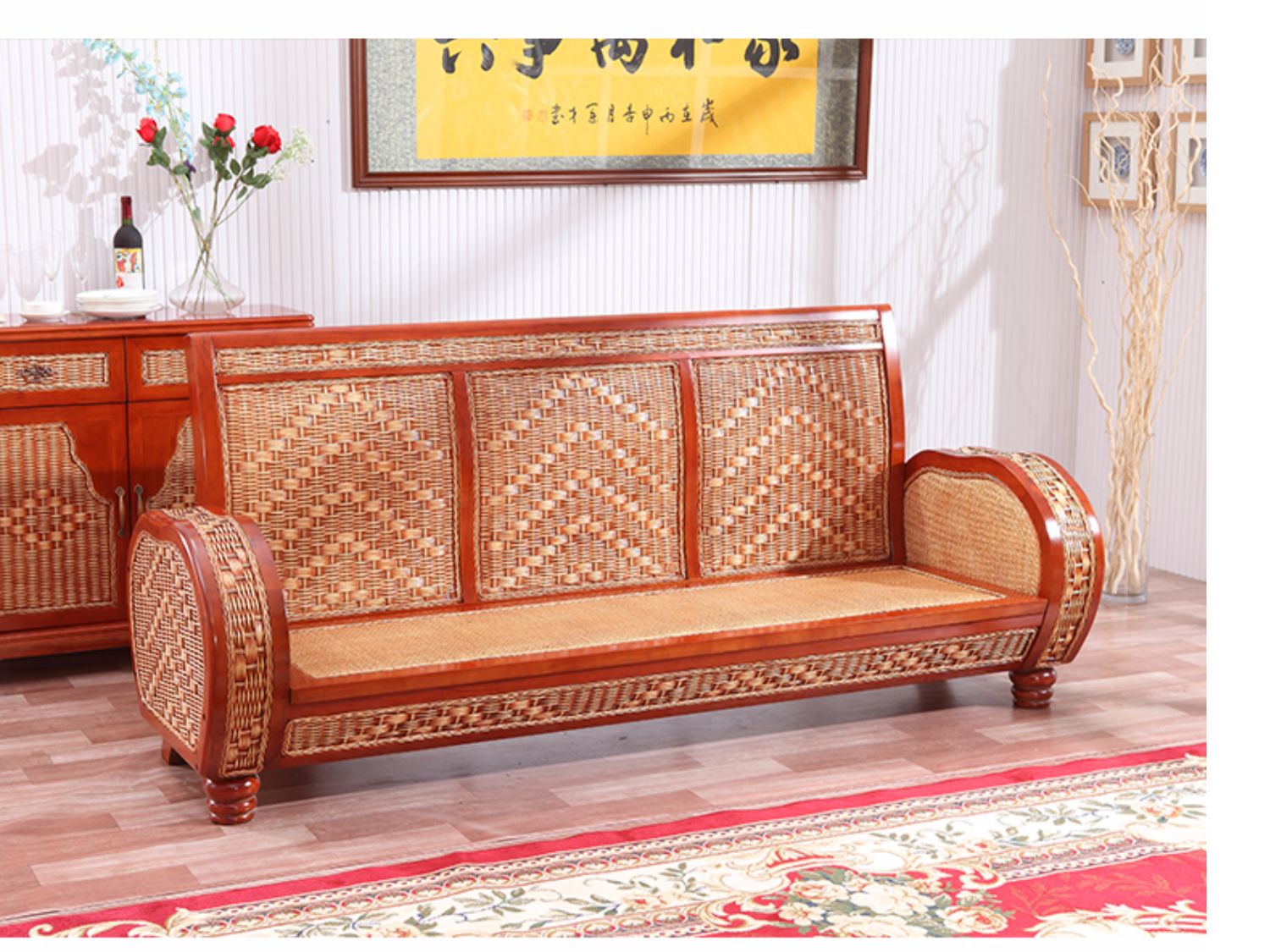 Trung Quốc phong cách tân cổ điển toàn bộ tùy chỉnh đồ nội thất mây mây sofa kết hợp phòng khách mây thật mây mây nghệ thuật - Bộ đồ nội thất noi that thong minh