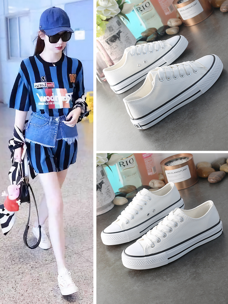 2021 summer new white canvas women's shoes board shoes white casual Korean version wild thin section spring and autumn cloth shoes