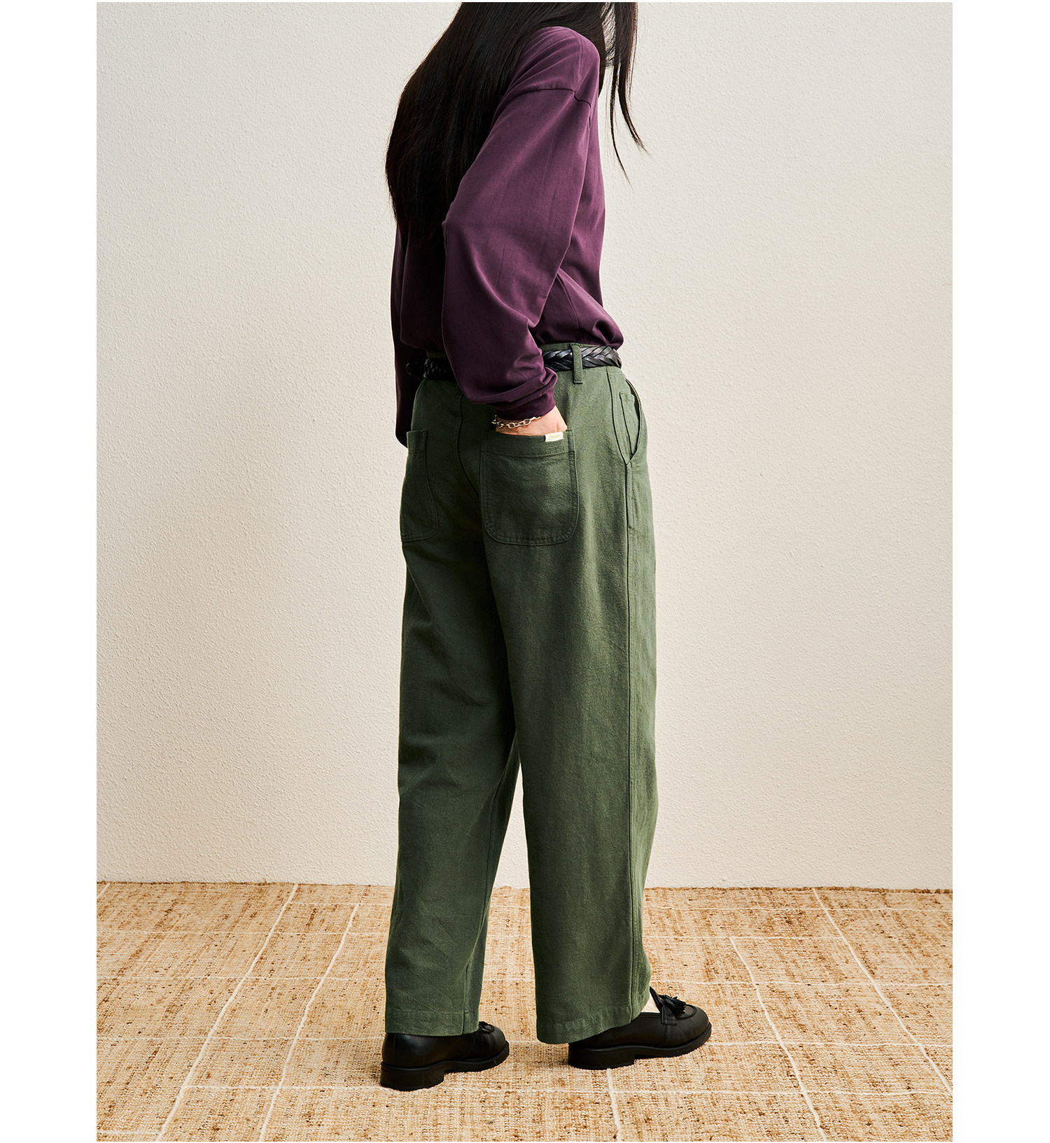 CENLES Cotton-Linen Loose Straight-Leg Trousers