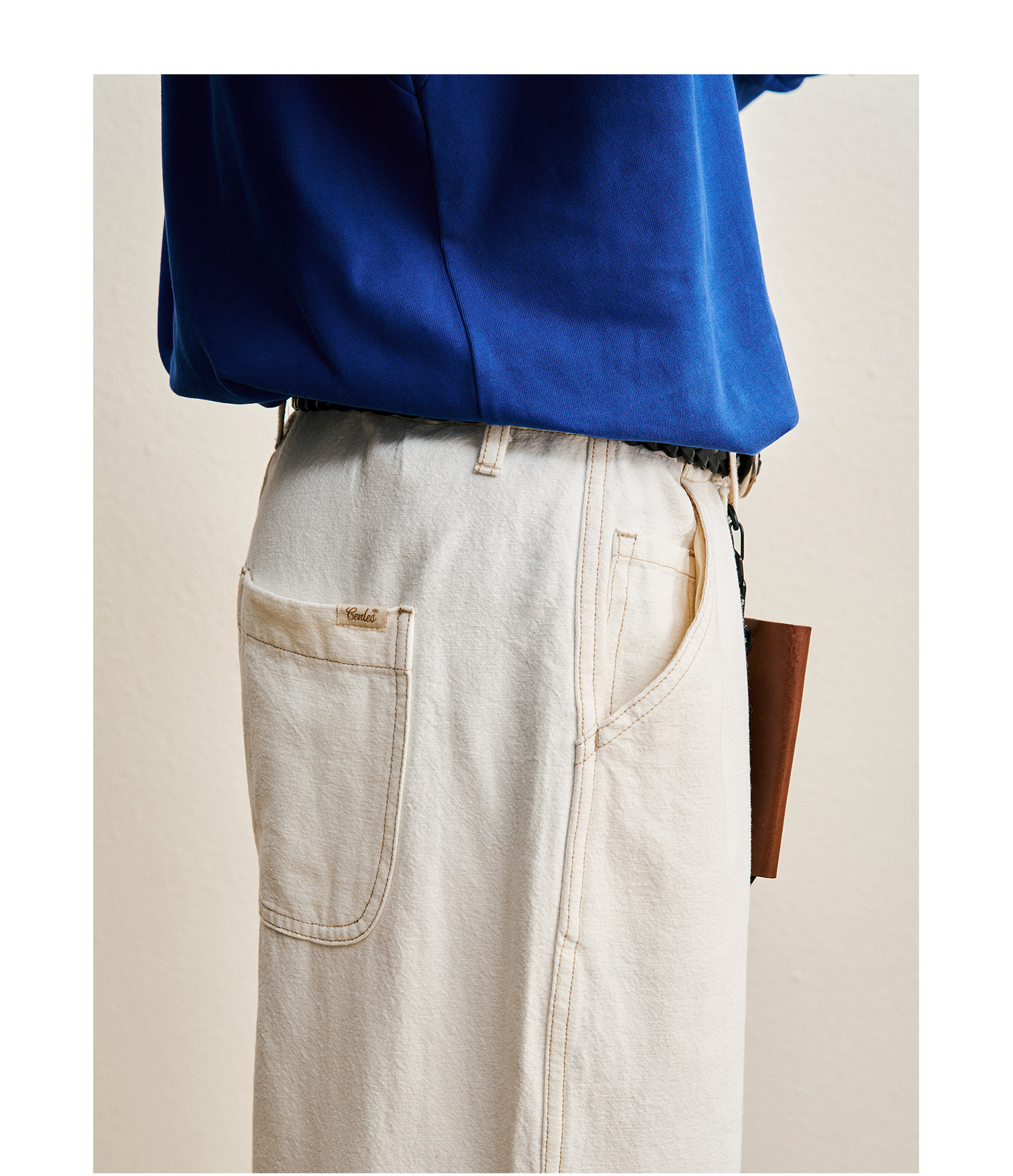 CENLES Cotton-Linen Loose Straight-Leg Trousers