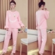 Bộ đồ ngủ nữ mùa thu cotton dài tay phục vụ mùa xuân và cotton mùa thu phiên bản Hàn Quốc của bộ đồ tươi mát và đáng yêu để mặc ngoài thu đông