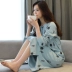 Váy ngủ nữ mùa thu cotton dài tay đồ ngủ nữ phiên bản Hàn Quốc của váy rộng kích thước lớn nữ sinh viên dài đầu gối váy ngủ