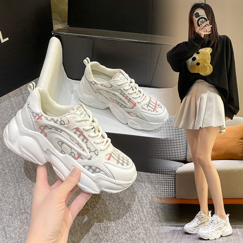 Hong Kong dad shoes 2022 spring new women's shoes fashion all-match high white shoes running sports casual shoes trend