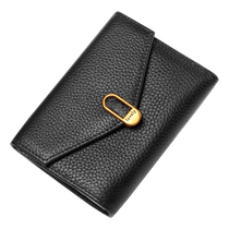 High face value genuine leather short wallet woman temperament 2023 new fashion love lock money clip soft cow leather folding leather wallet