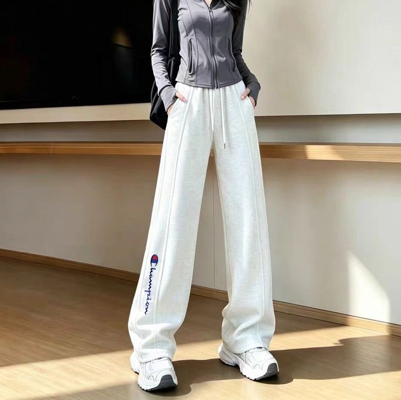 Japanese Style Champion Autumn and Winter New Slimming Embroidered Fleece Sweatpants Casual Loose Wide-Leg Pants Couple College Style Long Pants