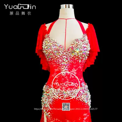 Belly dance suit female adult 2018 new slim slim high-end custom one-piece long skirt heavy industry embroidered bead suit