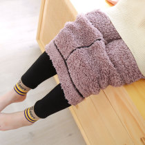 Girls leggings plus velvet thickened 2021 New Winter Childrens warm pants foreign baby trousers inside and outside wear