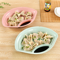 Wheat straw with vinegar plate dumpling plate kitchen double drain plate dumpling plate creative cartoon fan plate environmental protection
