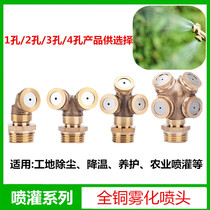 All-copper four-head agricultural atomization nozzle sprayer Lawn garden sprinkler gardening cooling nozzle 4 points