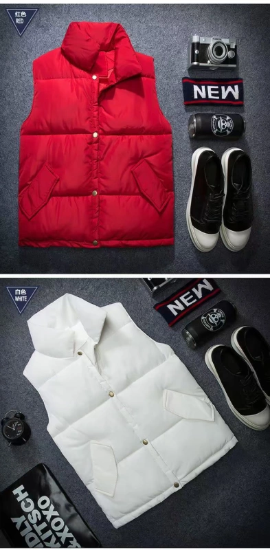 Mùa thu và mùa đông Cặp đôi phiên bản Hàn Quốc của áo vest cotton nam vest nam trẻ trung dày áo đứng cổ áo kích thước lớn vest mẹ-con vest áo vest nam tuổi 50