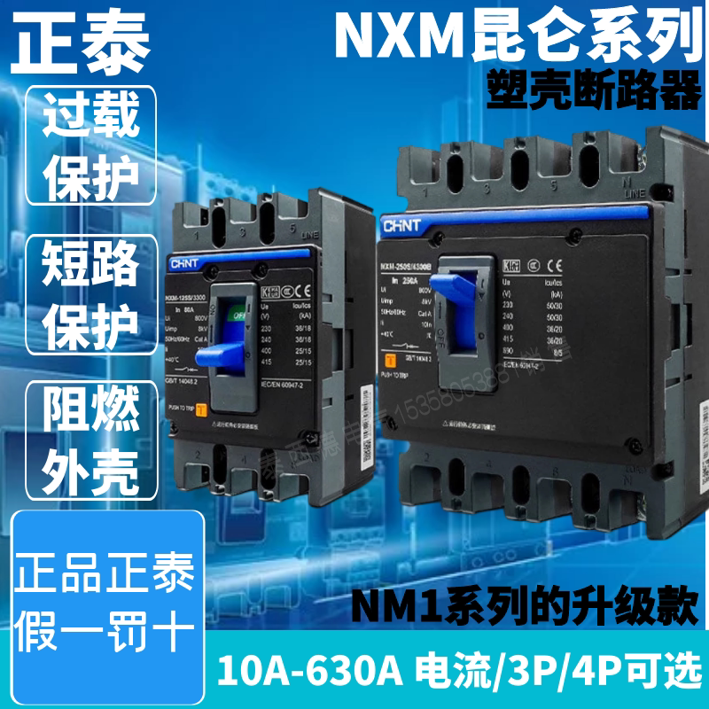 Chint Nxm Molded Case Circuit Breaker 63S/3300 125A160A200A250A400A630A 3P 4P Circuit Breaker