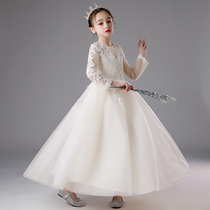 Girls' dress Yangqi princess wedding long sleeve flower girl wedding dress host show birthday piano costume