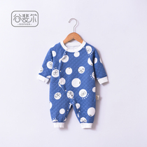 Baby spring clothes warm newborn jumpsuit spring and autumn baby climbing clothes ha clothes three layers of cotton baby clothes autumn and winter