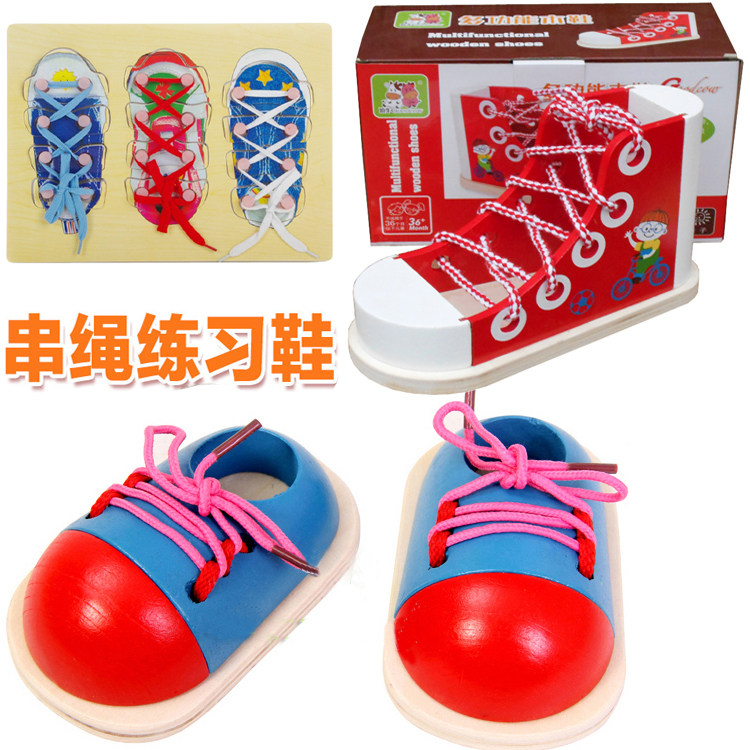 Kindergarten Gift Children Study Tie Laces Tie Wear Shoes With Teaching Aids Early Trainer Study Area Corner Toy Fingers Threading