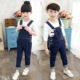 Girls denim bib 2018 xuân hè mới nam lớn trẻ em 5 phiên bản Hàn Quốc 9 trẻ em Quần bé gái 12 tuổi quần bé trai nhung dày