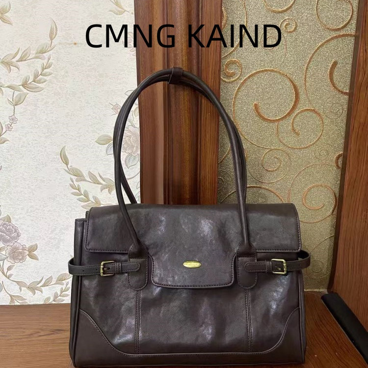 CMNG KAIND Genuine Leather Niche Tote Bag for Women 2025 New Arrival Luxury Large Capacity Commuter Shoulder Bag