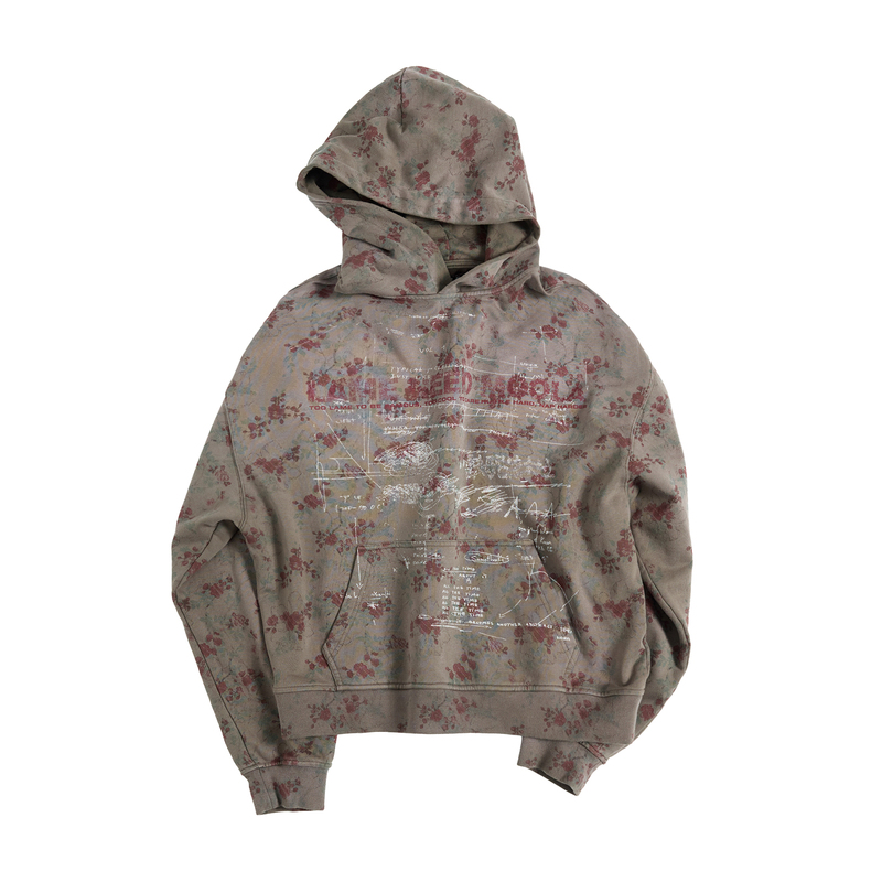 【Lnm】Lame Need Moola "Plum Blossom Full Print" Hand-Painted Graffiti Washed Vintage Hoodie