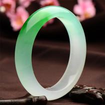 Xinjiang Hetian jade bracelet jade green bracelet White plus green Gobi gold silk jade bracelet