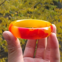 Natural Xinjiang Hetian Jade yellow jade gold silk flower bracelet female jade bracelet with certificate