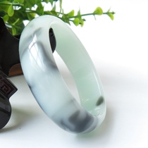 Xinjiang Hetian jade ink jade flower bracelet gold silk jade bracelet with certificate