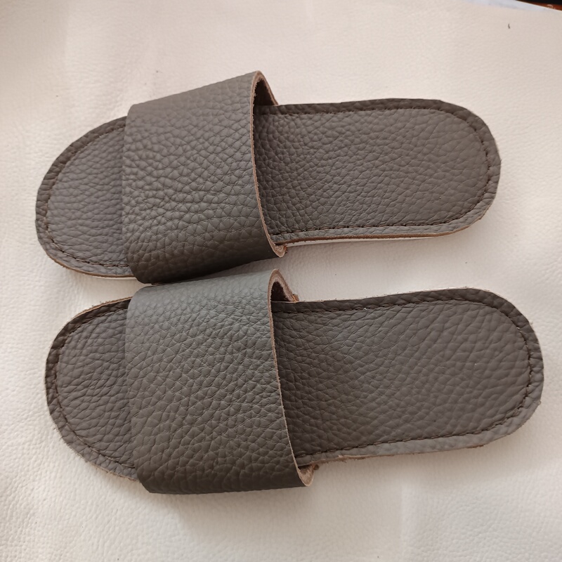 Extra Thick Cowhide Slip-On Slippers, Handmade Home Shoes, One-Piece Cutting Without Splicing
