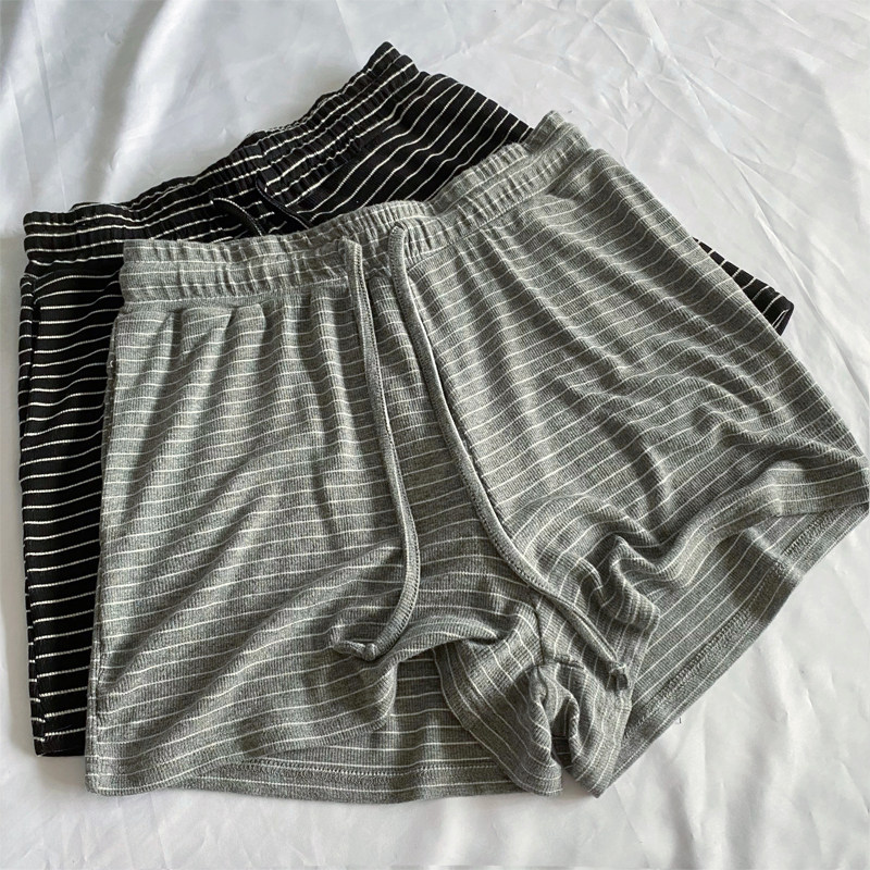 A soft and waxy shorts Striped white summer cotton home pajamas casual sports shorts women's summer loose
