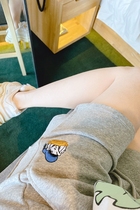 Summer Pure Cotton Embroidery Grey Casual Sports Shorts Women Summer Loose home Sleeping Pants Running outside wearing 50% medium pants