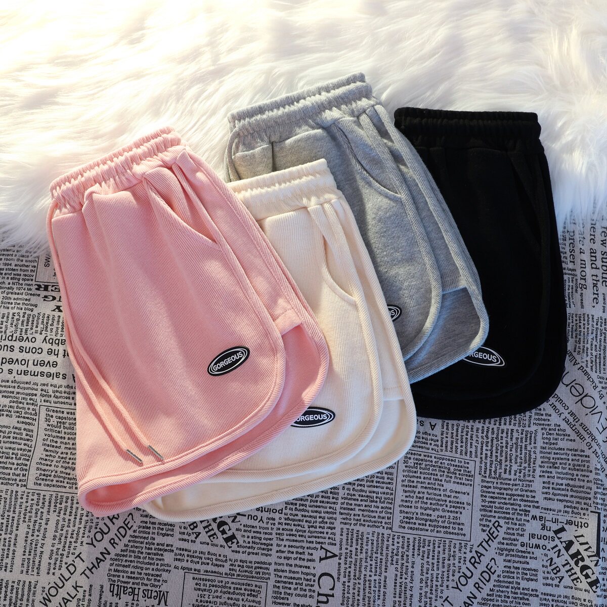 Pure cotton summer pink casual sports shorts women's loose home pajama pants yoga fitness outer wear shopping pants