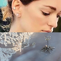 Star earrings personality simple diamond-studded sparkling meteor meter-shaped earrings sterling silver S925 anti-sensitive earrings ear clip