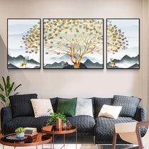 Nordic living room decoration painting Atmospheric sofa background wall painting triple painting light luxury hanging painting elk wall painting