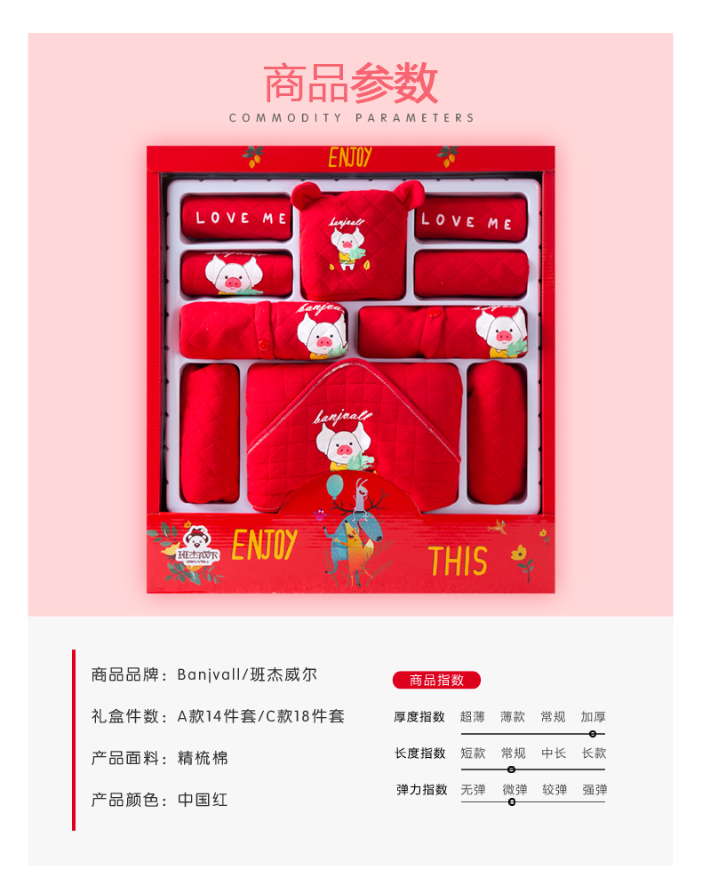 Pig Year Baby Red Hộp quà tặng sơ sinh Mẹ Baby Cotton cung cấp Daquan Quần áo trẻ em set quà tặng đầy tháng cho bé gái