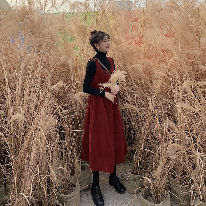 Babybag skirt Two-style suit Long version of the net red dress Shaking The Ocean Pie 2021 New Winter Korean wear a hitch