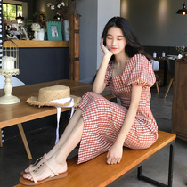 Dress with dress 2021 Summer woman very sensational retro-style first love Korean version sweet and beautiful bubble sleeves Long dress Women