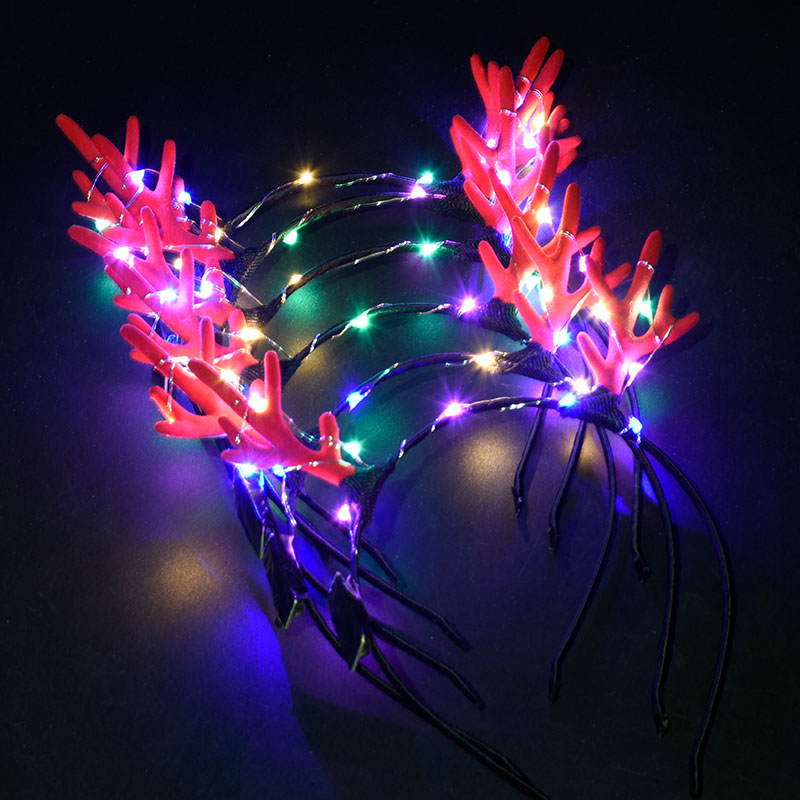 Luminous Christmas hairband Glitter Antler Concert headdress Hairpin Hairband Night Market stalls Small toys push gifts