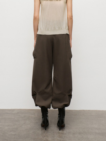 Edition Women's Work Pants Autumn New Style Wool Worsted Work Trousers with Belt Ebd3Pat026